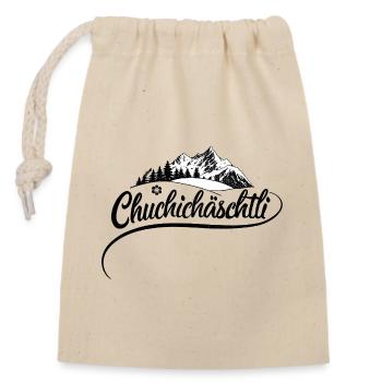 Swiss cult term Chuchichäschtli - Closable cotton gift bag (14x20cm) - nature - Front