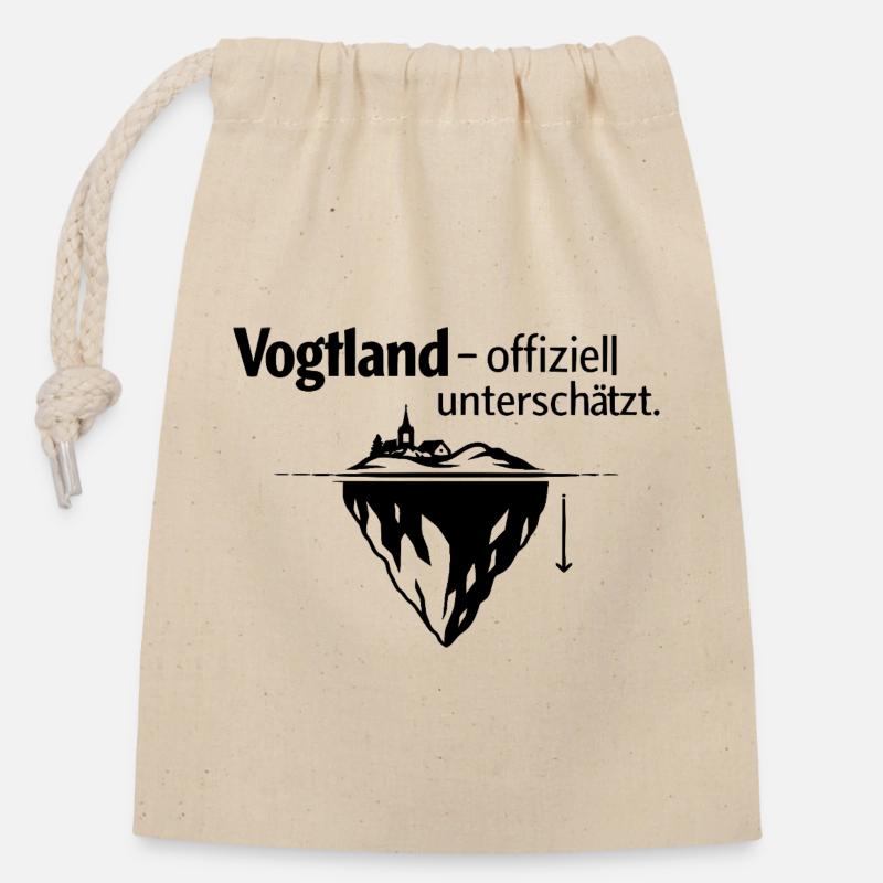 Vogtland - unterschätzt - Verschließbarer Geschenkbeutel aus Baumwolle (14x20cm) - Natur
