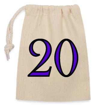 20. 20e ANNIVERSAIRE. ANNIVERSAIRE 20 ANS. 20 ANS. - Sac cadeau en coton avec cordon (14 x 20 cm) - nature - Devant