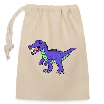 Dino - Verschließbarer Geschenkbeutel aus Baumwolle (14x20cm) - Natur - Vorne