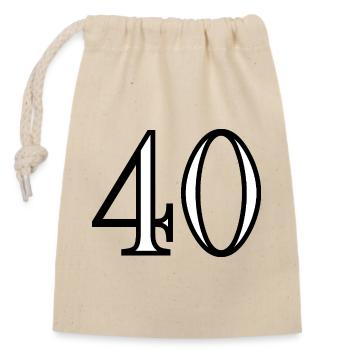 40. 40 YEARS. 40th ANNIVERSARY. 40 YEARS ANNIVERSARY. - Closable cotton gift bag (14x20cm) - nature - Front