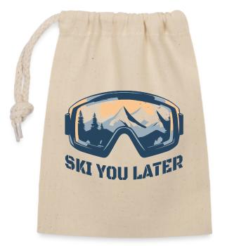 Ski You Later – Skibrille Ski & Snowboard Humor - Verschließbarer Geschenkbeutel aus Baumwolle (14x20cm) - Natur - Vorne