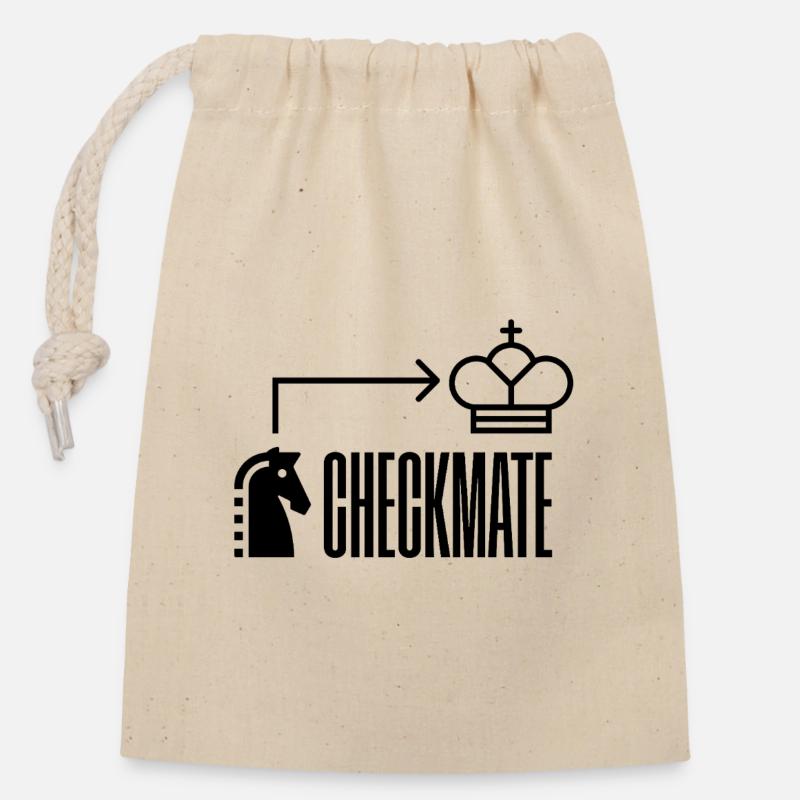 The Knight's Move - Closable cotton gift bag (14x20cm) - nature
