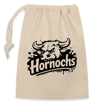 Hornochs - Verschließbarer Geschenkbeutel aus Baumwolle (14x20cm) - Natur - Vorne