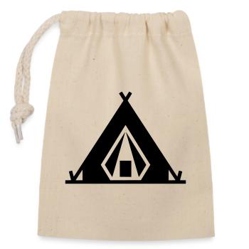 Camping Zelt Outdoor Icon - Verschließbarer Geschenkbeutel aus Baumwolle (14x20cm) - Natur - Vorne