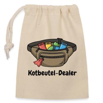 Kotbeutel Dealer - Verschließbarer Geschenkbeutel aus Baumwolle (14x20cm) - Natur - Vorne