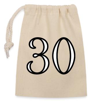 30. 30 YEARS. 30th ANNIVERSARY. 30 YEARS ANNIVERSARY. - Closable cotton gift bag (14x20cm) - nature - Front
