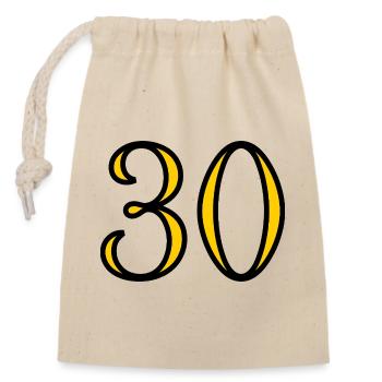 30. 30 YEARS. 30th ANNIVERSARY. 30 YEARS ANNIVERSARY. - Closable cotton gift bag (14x20cm) - nature - Front