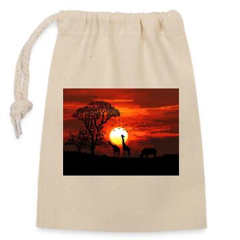 Coucher de soleil en savane africaine rétro pixel art - Sac cadeau en coton avec cordon (14 x 20 cm) - nature - Devant
