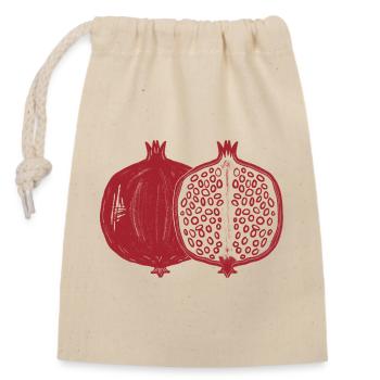 Granatapfel Schnitt Motiv - Verschließbarer Geschenkbeutel aus Baumwolle (14x20cm) - Natur - Vorne