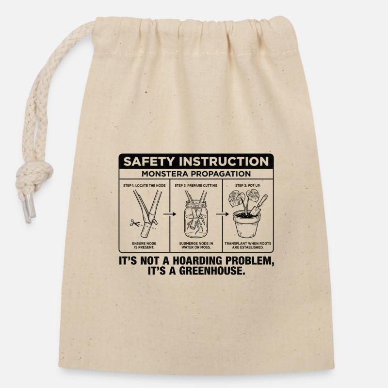 Monstera Propagation Guide: It's a Greenhouse, Not - Closable cotton gift bag (14x20cm) - nature