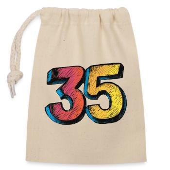 35 Number Colorful - Closable cotton gift bag (14x20cm) - nature - Front