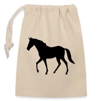 Horse Silhouettes Black Gift Rider - Closable cotton gift bag (14x20cm) - nature - Front