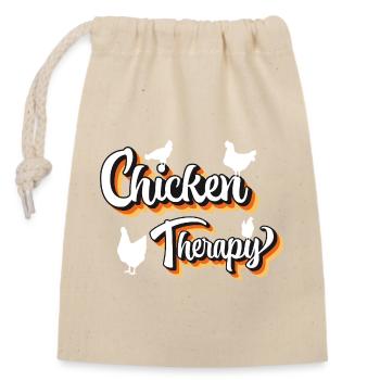 Fans de poulet - - Poulet - Thérapie des poulets - Sac cadeau en coton avec cordon (14 x 20 cm) - nature - Devant
