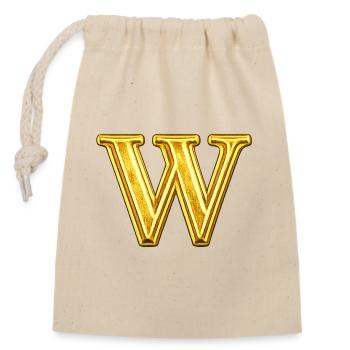 Gold W Monogram - Closable cotton gift bag (14x20cm) - nature - Front