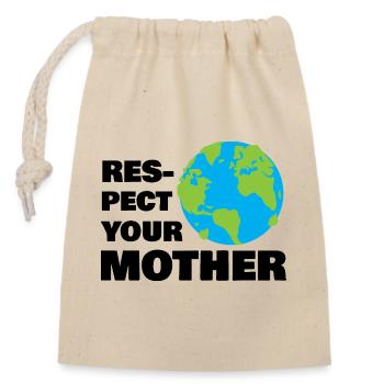 Respect Your Mother Earth Globe Eco Awareness Art - Verschließbarer Geschenkbeutel aus Baumwolle (14x20cm) - Natur - Vorne