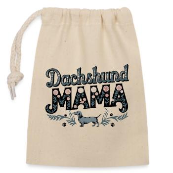  Dachshund Mama Florales Motiv Für Stolze Dackel - Verschließbarer Geschenkbeutel aus Baumwolle (14x20cm) - Natur - Vorne