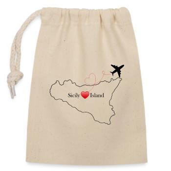 Île de Sicile - Sac cadeau en coton avec cordon (14 x 20 cm) - nature - Devant