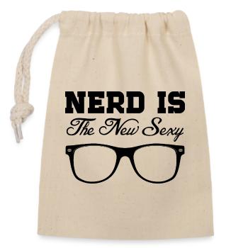 Nerd Is The New Sexy Funny Geek Glasses Art - Closable cotton gift bag (14x20cm) - nature - Front