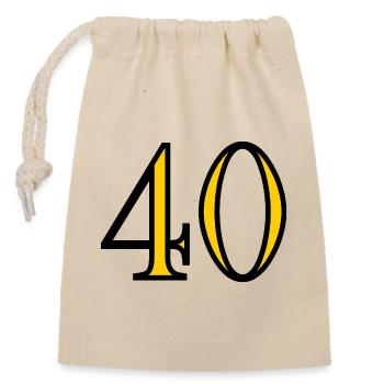 40. 40 YEARS. 40th ANNIVERSARY. 40 YEARS ANNIVERSARY. - Closable cotton gift bag (14x20cm) - nature - Front