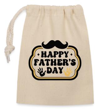 Retro Happy Fathers Day Wappen - Verschließbarer Geschenkbeutel aus Baumwolle (14x20cm) - Natur - Vorne