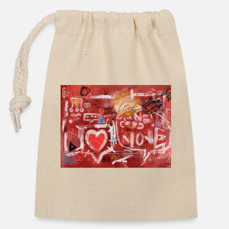 Connected-Alone-Severino-Canepa - Closable cotton gift bag (14x20cm) - nature