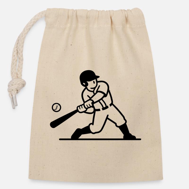 Baseball - Verschließbarer Geschenkbeutel aus Baumwolle (14x20cm) - Natur