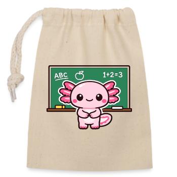 Kawaii apprenant le dragon devant un tableau noir - Sac cadeau en coton avec cordon (14 x 20 cm) - nature - Devant