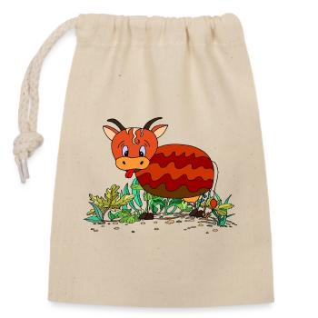 Vache - Sac cadeau en coton avec cordon (14 x 20 cm) - nature - Devant