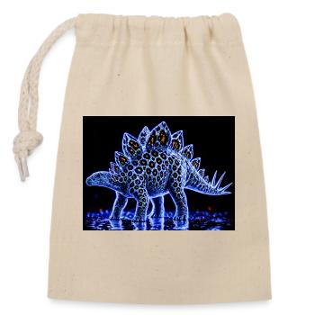 Motif de lueur du stégosaure néon - Sac cadeau en coton avec cordon (14 x 20 cm) - nature - Devant