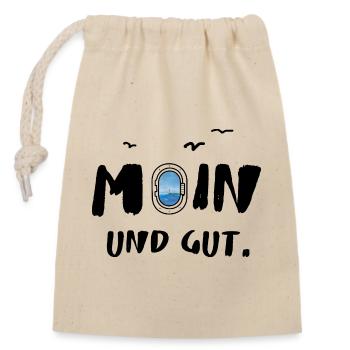 moin und gut - Verschließbarer Geschenkbeutel aus Baumwolle (14x20cm) - Natur - Vorne