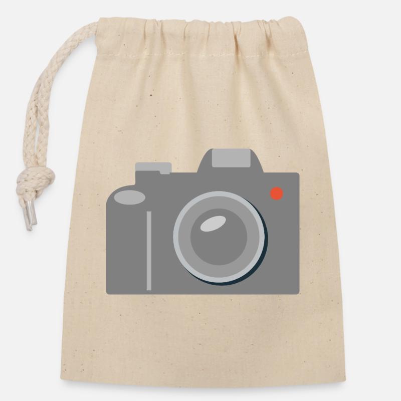 Camera Icon Graphic Gray - Closable cotton gift bag (14x20cm) - nature