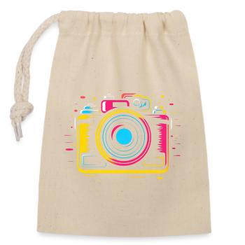 Photo Camera Retrowave - Closable cotton gift bag (14x20cm) - nature - Front