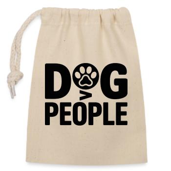 Paw Logo Dog People Typo - Closable cotton gift bag (14x20cm) - nature - Front