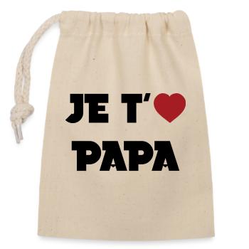 Je t'aime Papa - Sac cadeau en coton avec cordon (14 x 20 cm) - nature - Devant