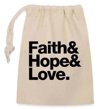 faith love hope - glaube hoffnung liebe - Sac cadeau en coton avec cordon (14 x 20 cm) - nature - Devant
