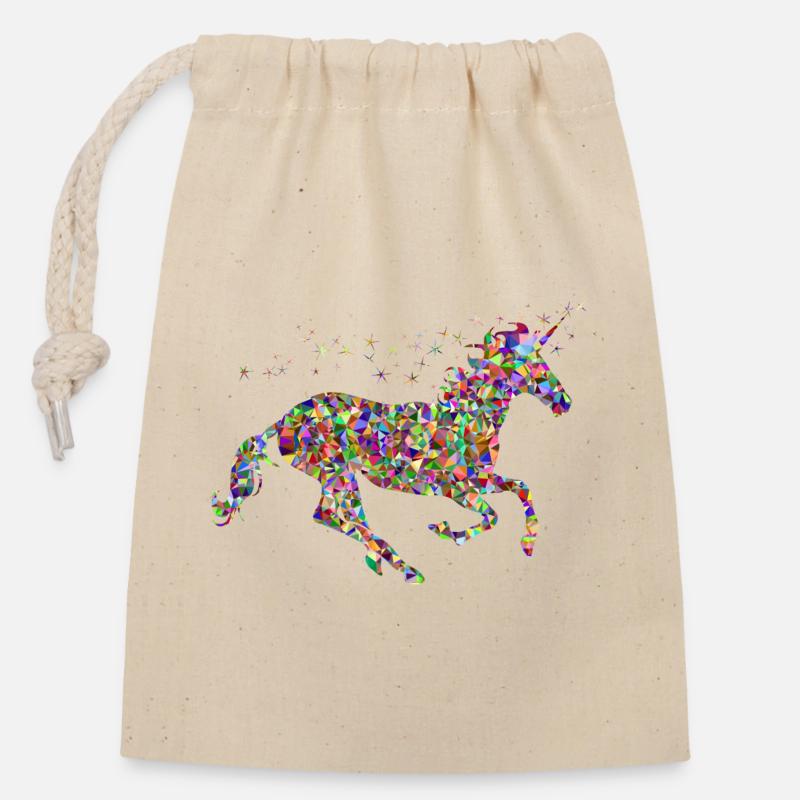 Einhorn - Verschließbarer Geschenkbeutel aus Baumwolle (14x20cm) - Natur