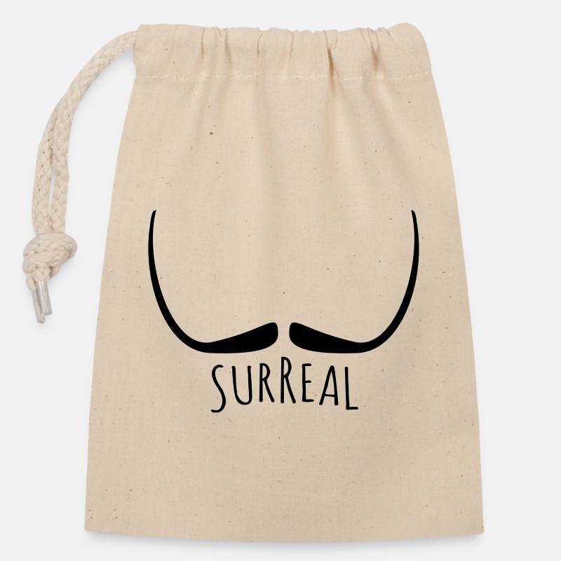 moustache surréaliste - Surreal - Sac cadeau en coton avec cordon (14 x 20 cm) - nature