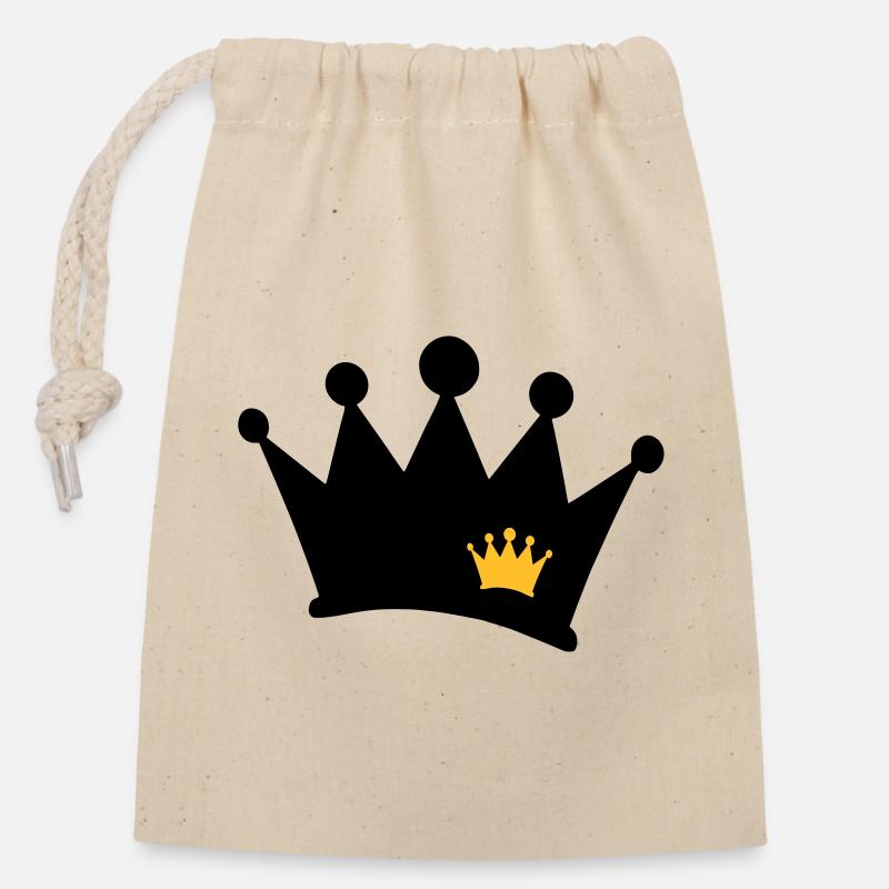 crown symbol - Closable cotton gift bag (14x20cm) - nature
