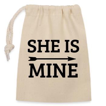 she is mine - Closable cotton gift bag (14x20cm) - nature - Front