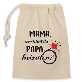 Maman, Veux-tu épouser papa, demande en mariage - Sac cadeau en coton avec cordon (14 x 20 cm) - nature - Devant