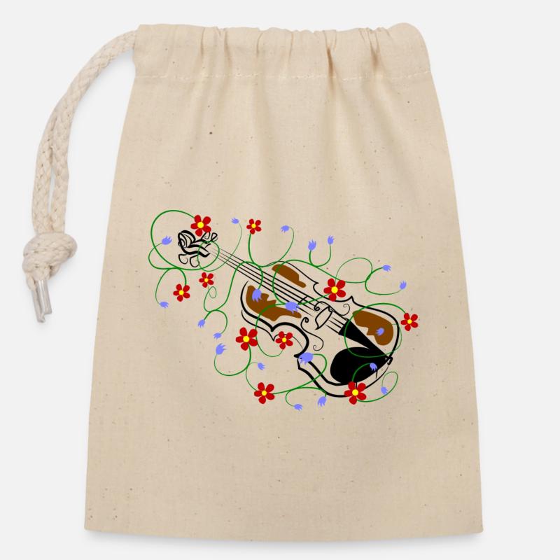 violon - Sac cadeau en coton avec cordon (14 x 20 cm) - nature