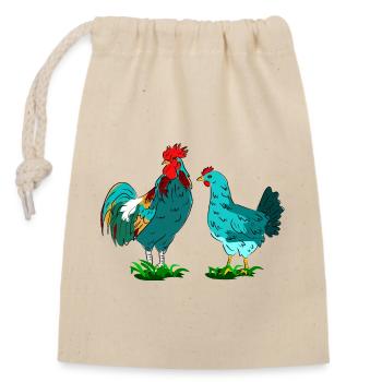 Colorful Chickens Illustration for Nature Fans - Closable cotton gift bag (14x20cm) - nature - Front