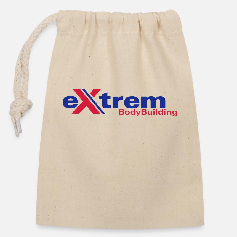 logo de musculation extrême - Sac cadeau en coton avec cordon (14 x 20 cm) - nature