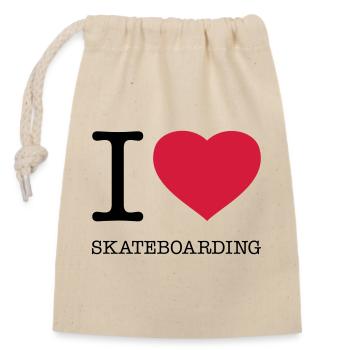 I LOVE SKATEBOARDING Skateboard - Verschließbarer Geschenkbeutel aus Baumwolle (14x20cm) - Natur - Vorne