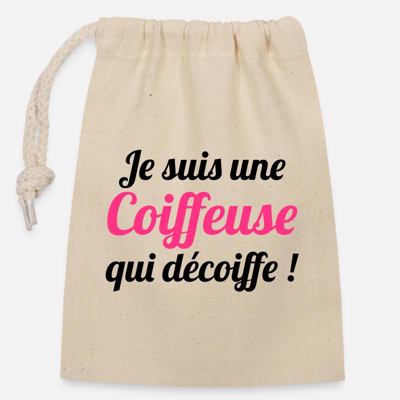 Je suis une Coiffeuse qui décoiffe ! - Sac cadeau en coton avec cordon (14 x 20 cm) - nature