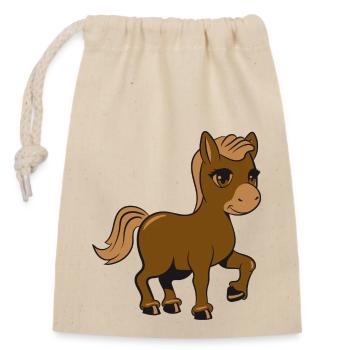 Pony horse riding pony farm trot fun maedchen su - Closable cotton gift bag (14x20cm) - nature - Front
