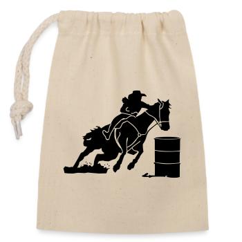 Pferdesport Westernreiten - Barrel Race - Verschließbarer Geschenkbeutel aus Baumwolle (14x20cm) - Natur - Vorne