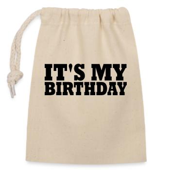 birthday - Closable cotton gift bag (14x20cm) - nature - Front