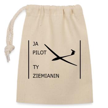 Glider pilot szybowcowy - Closable cotton gift bag (14x20cm) - nature - Front